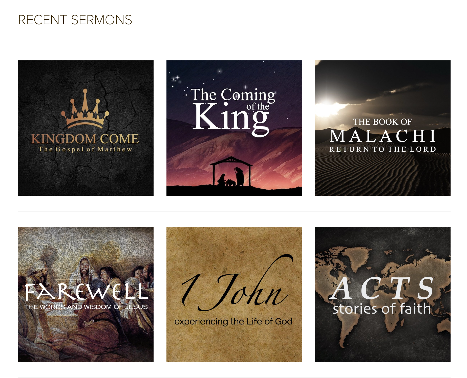 design for the sermons page on the original site