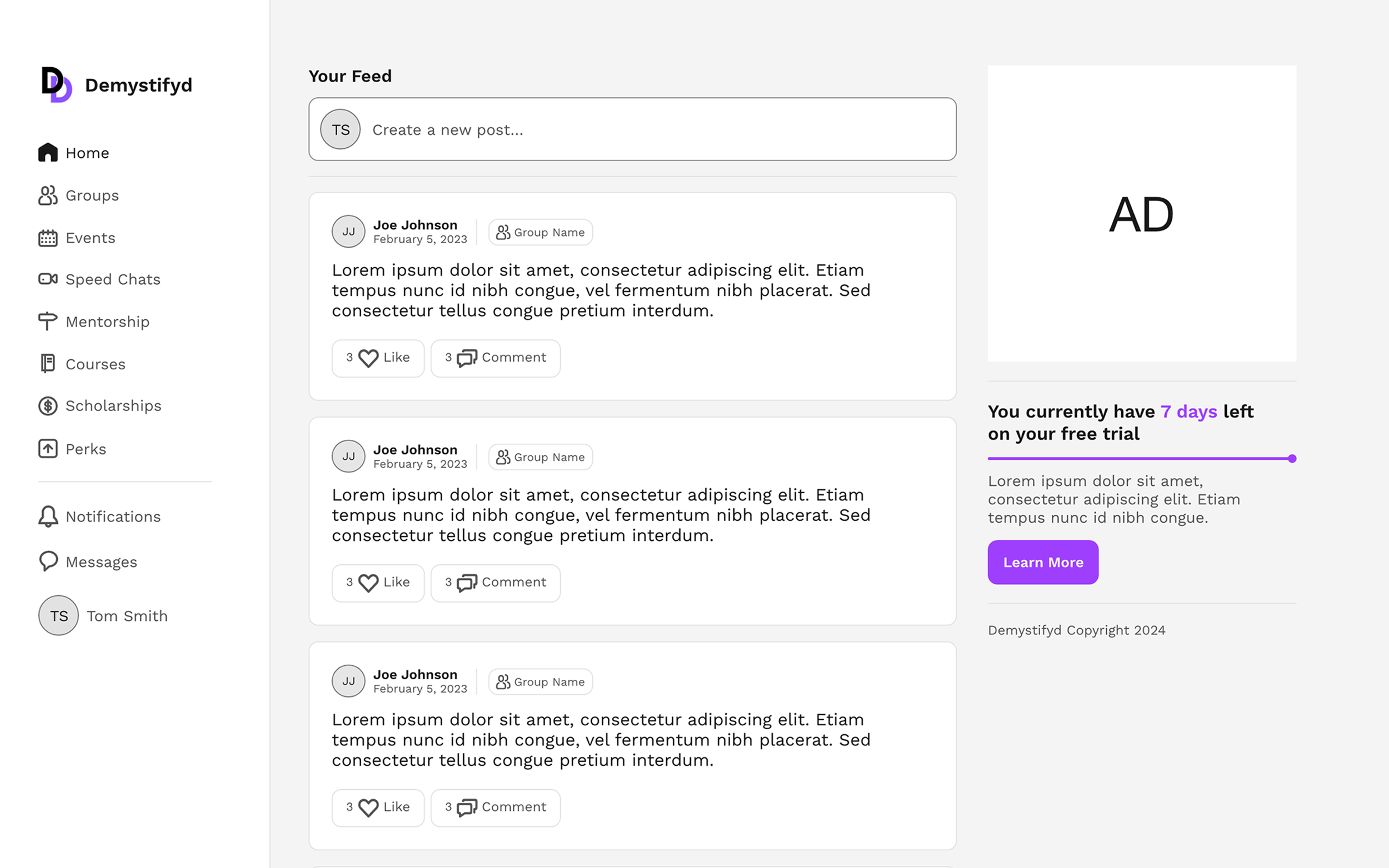 medium fidelity wireframes of the home page for the web application