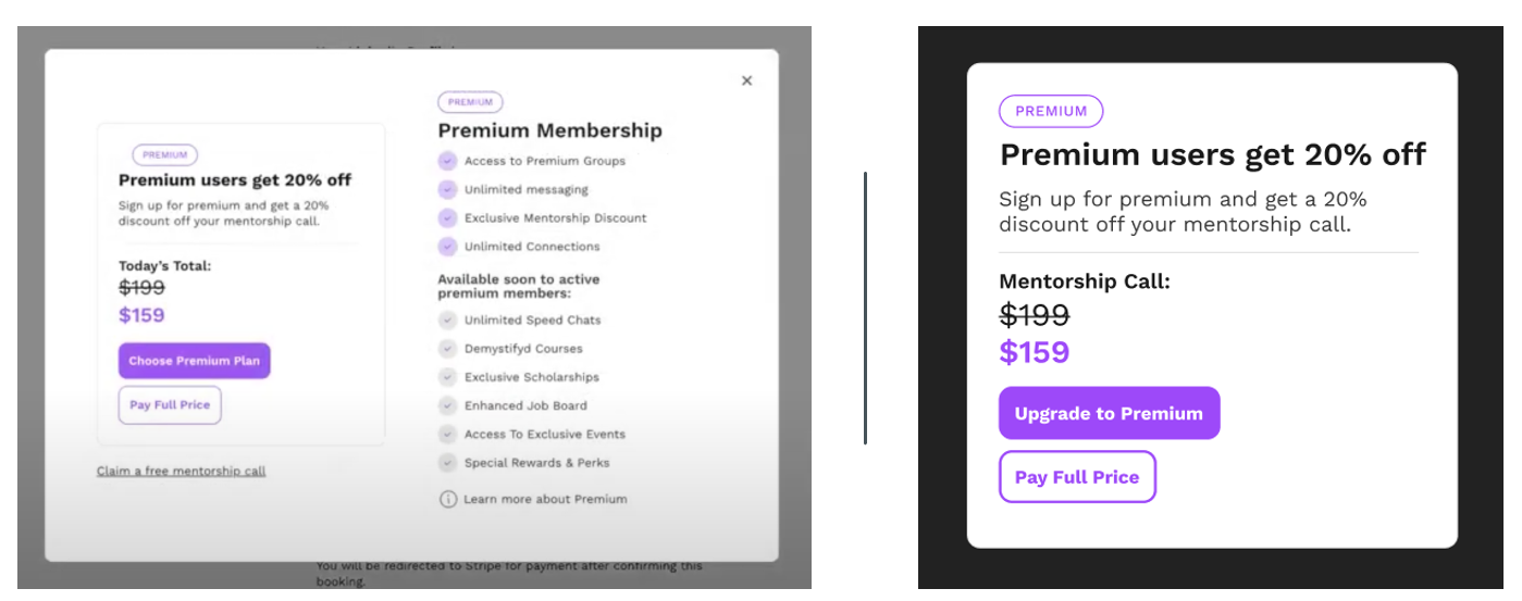 Before and after of premium offer